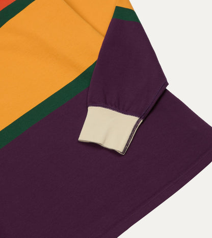 Drake's Red, Yellow and Purple Multi Stripe Cotton Rugby Shirt