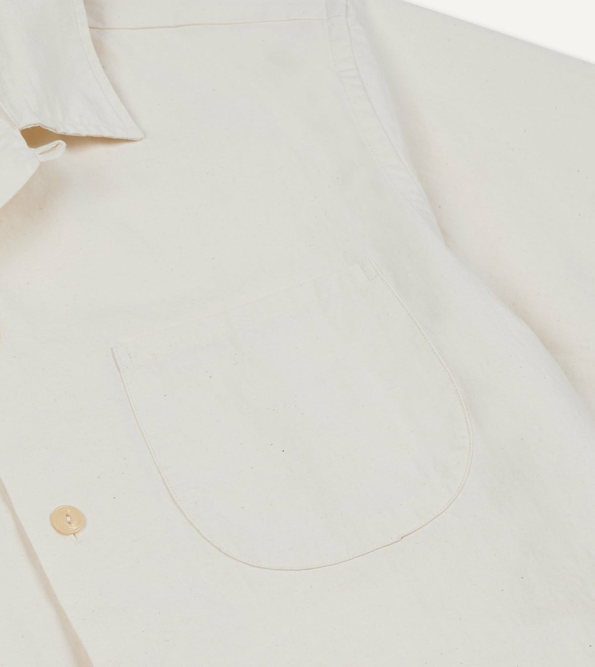 Drake's Ecru Cotton-Hemp Camp Collar Short Sleeve Shirt