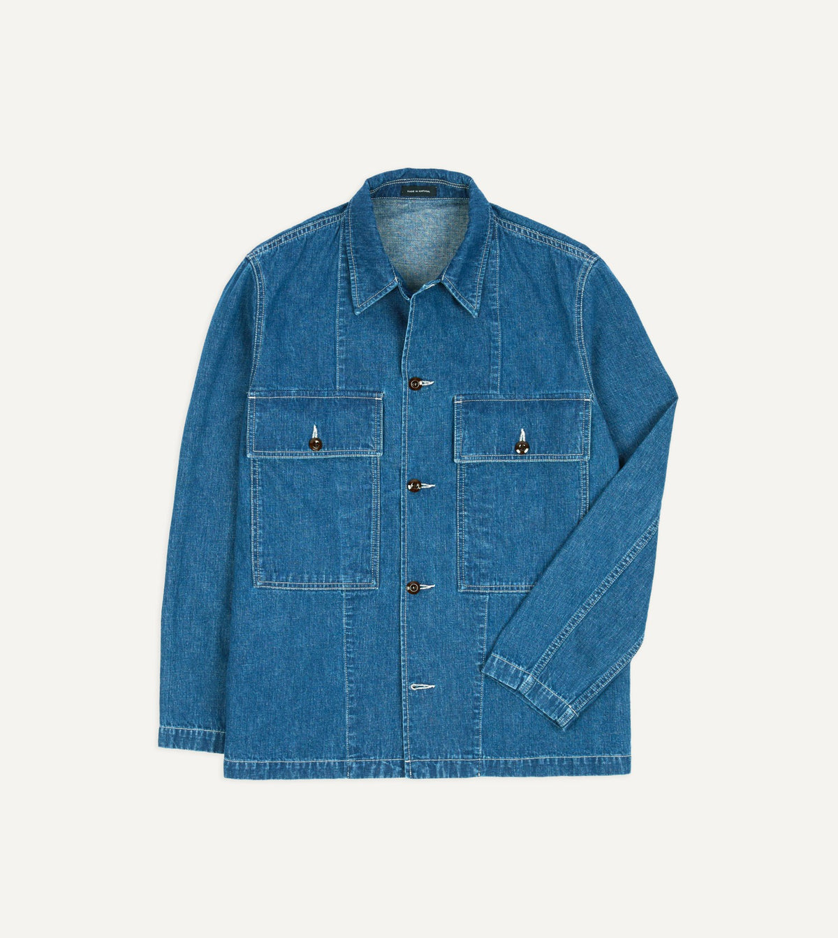 Drake's Stone Wash Selvedge Denim Field Shirt