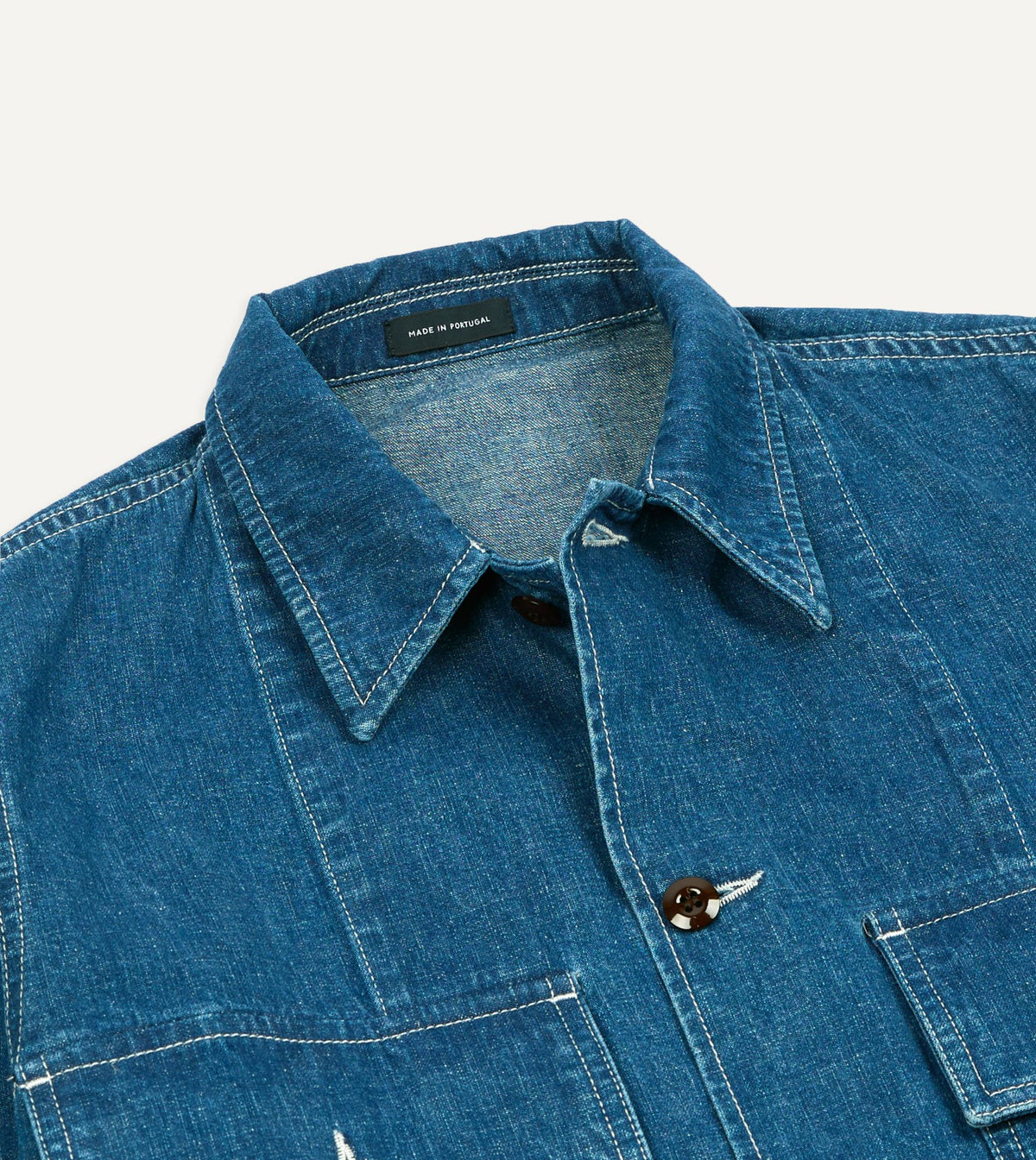 Drake's Stone Wash Selvedge Denim Field Shirt