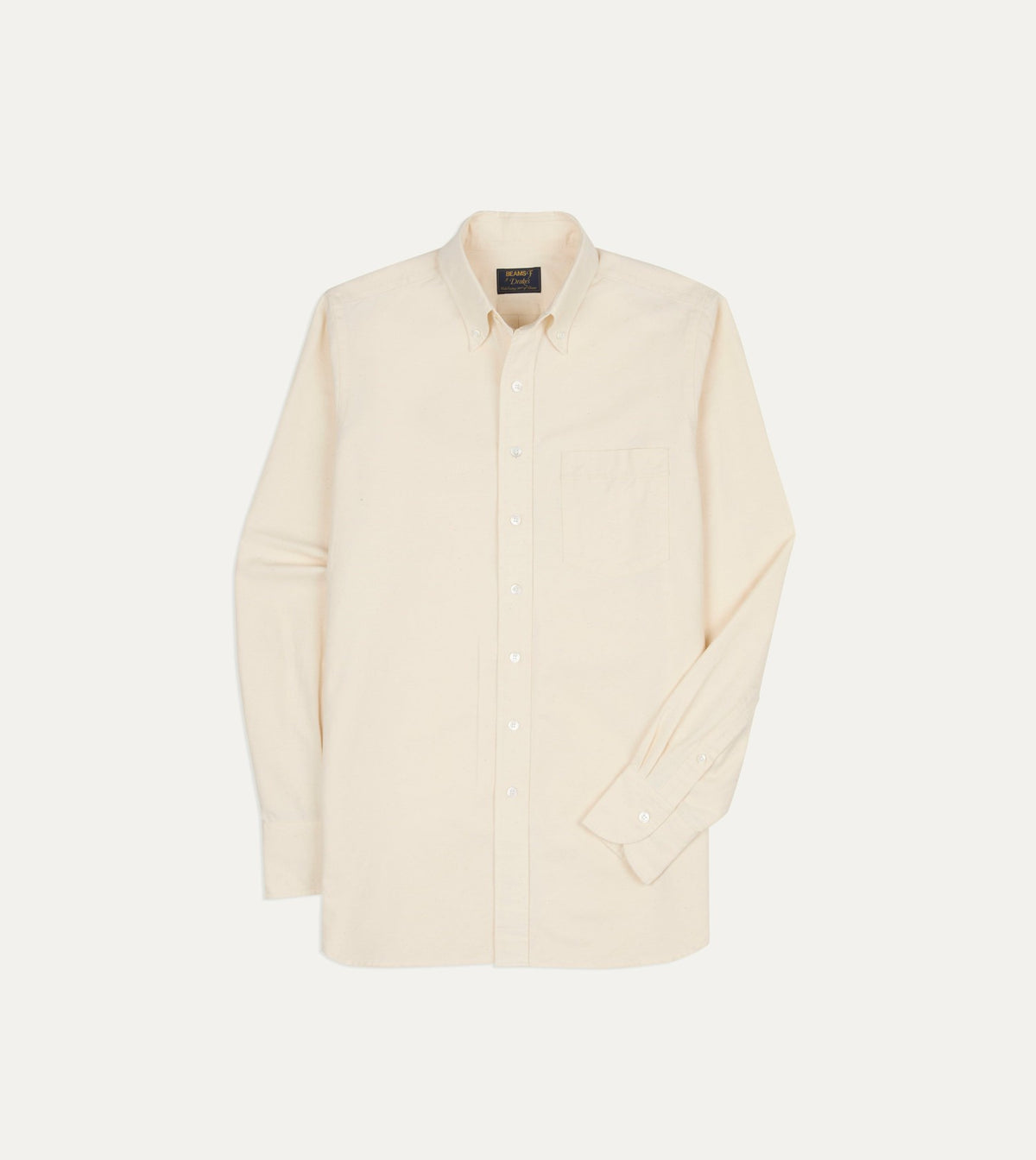Drake's BEAMS F & Drake's Ecru Oxford Cotton Cloth Button-Down Shirt
