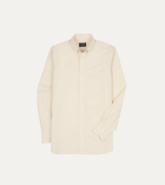 Drake's BEAMS F & Drake's Ecru Oxford Cotton Cloth Button-Down Shirt