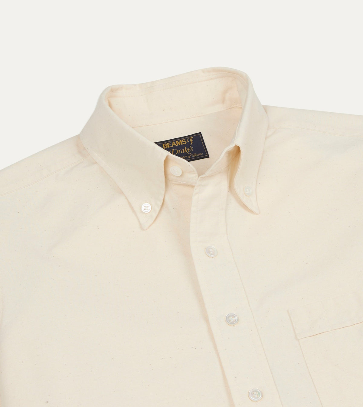Drake's BEAMS F & Drake's Ecru Oxford Cotton Cloth Button-Down Shirt