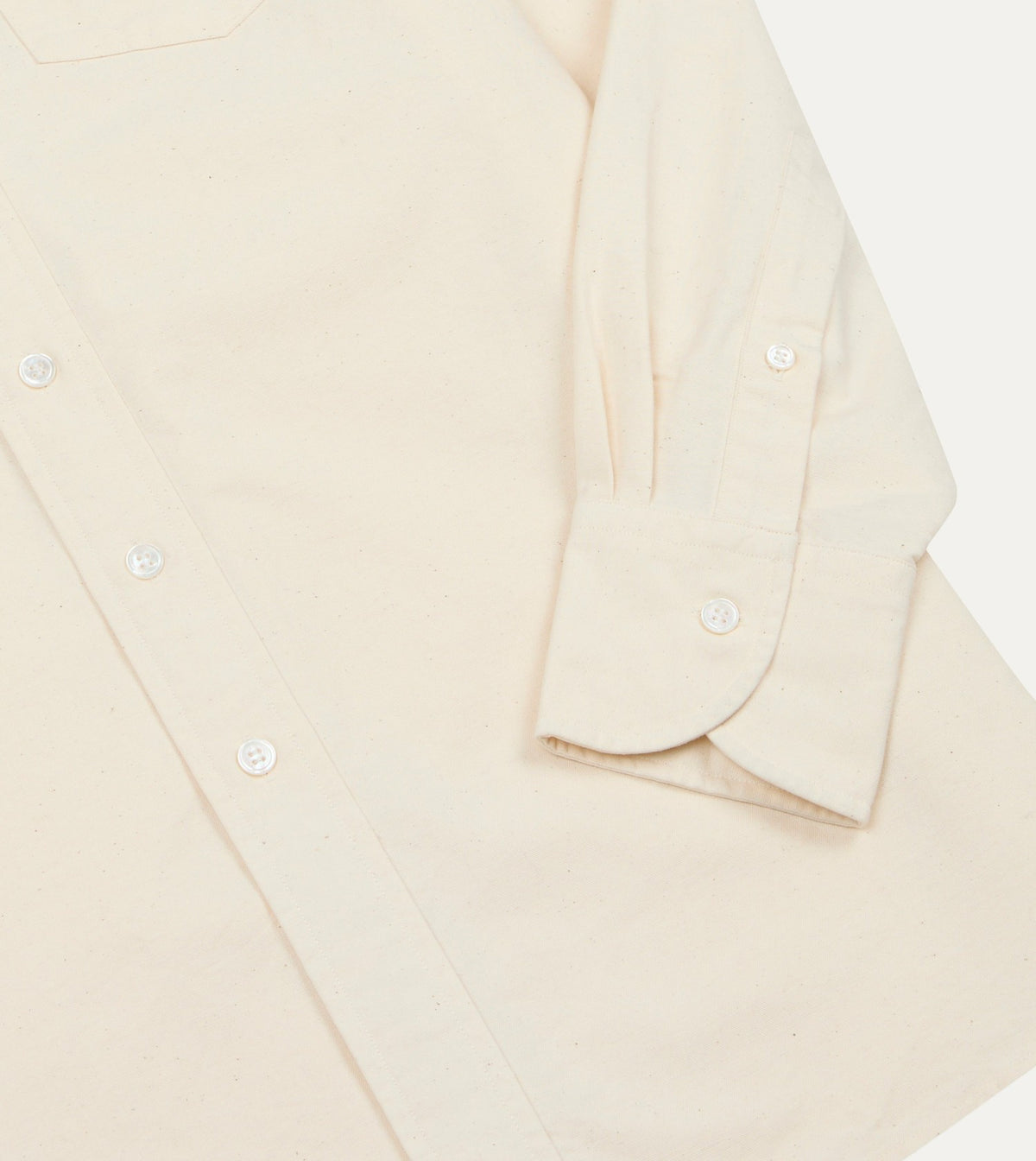 Drake's BEAMS F & Drake's Ecru Oxford Cotton Cloth Button-Down Shirt