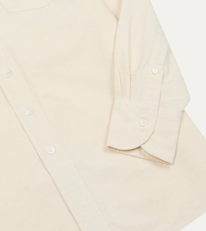 Drake's BEAMS F & Drake's Ecru Oxford Cotton Cloth Button-Down Shirt