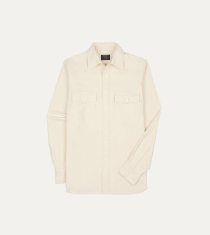 Drake's BEAMS F & Drake's Ecru Twill Two-Pocket Western Shirt