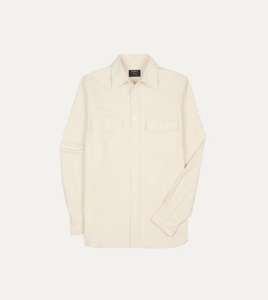 Drake's BEAMS F & Drake's Ecru Twill Two-Pocket Western Shirt