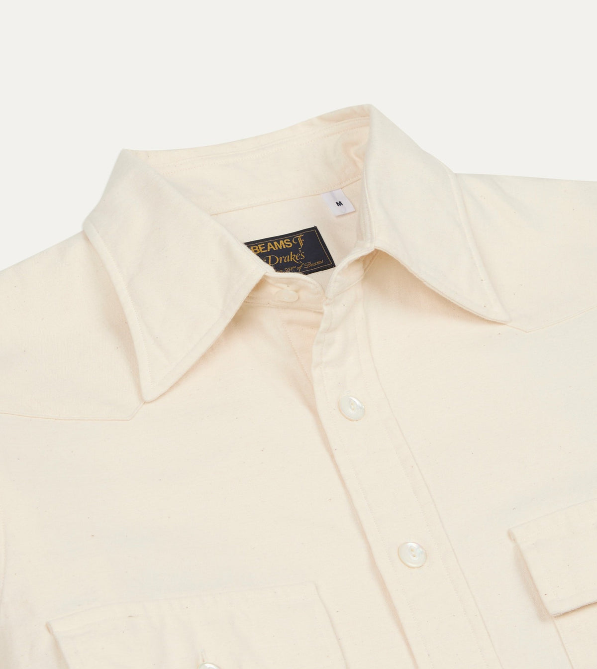 Drake's BEAMS F & Drake's Ecru Twill Two-Pocket Western Shirt