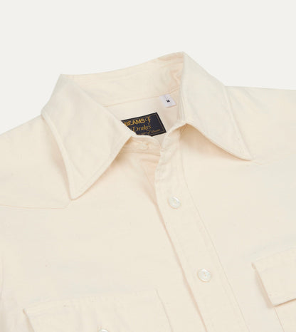 Drake's BEAMS F & Drake's Ecru Twill Two-Pocket Western Shirt