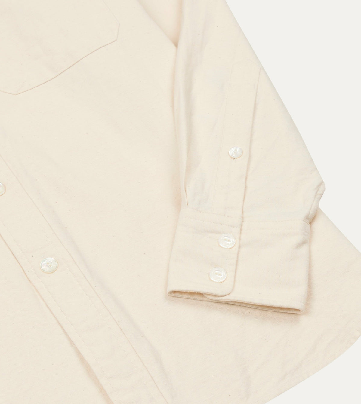 Drake's BEAMS F & Drake's Ecru Twill Two-Pocket Western Shirt