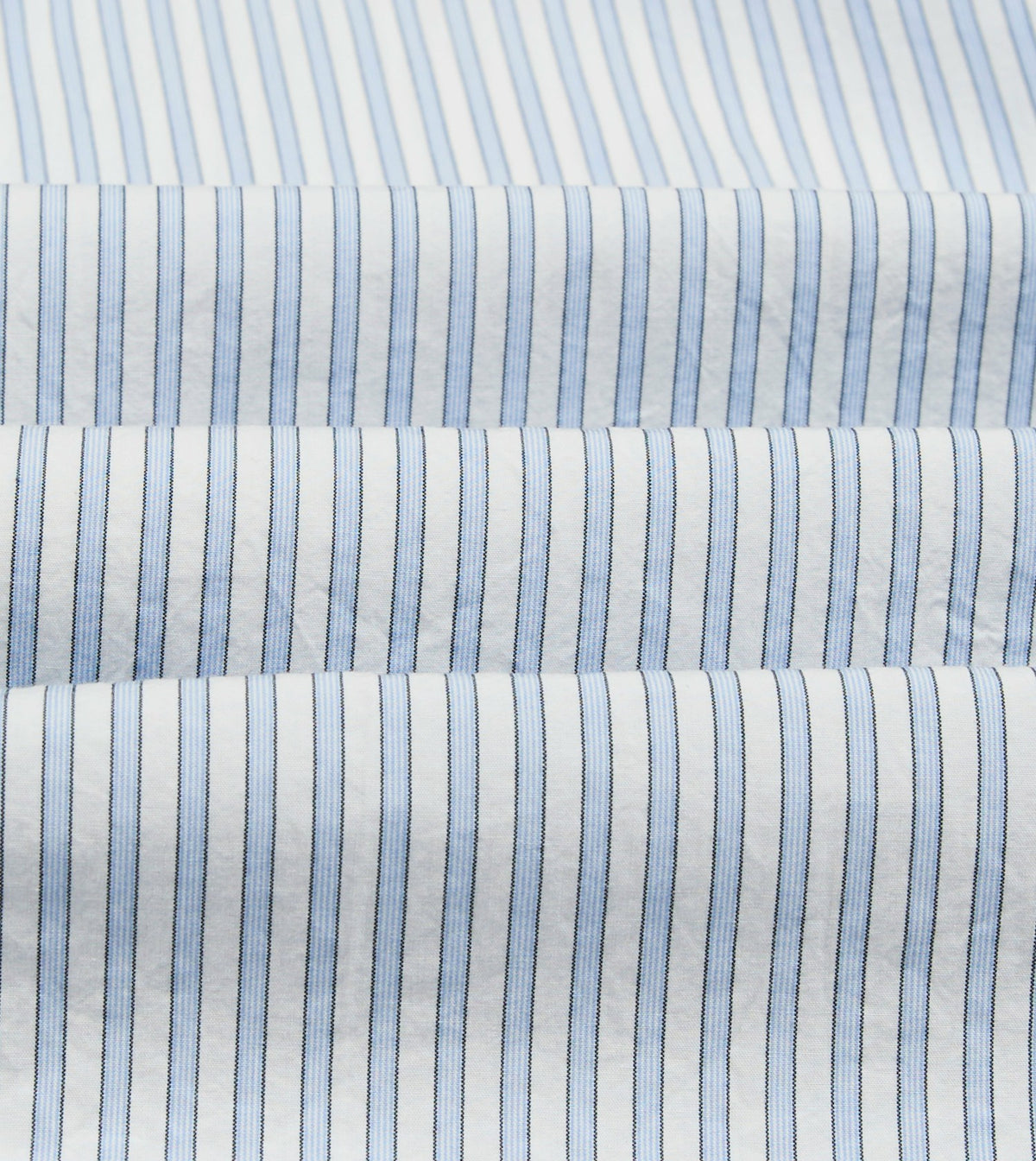 Drake's Blue and White Stripe Cotton Long Point Collar Shirt