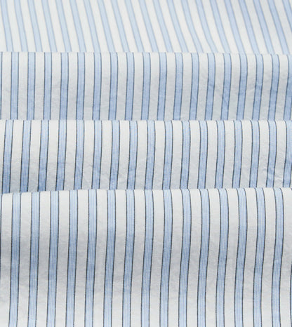 Drake's Blue and White Stripe Cotton Long Point Collar Shirt