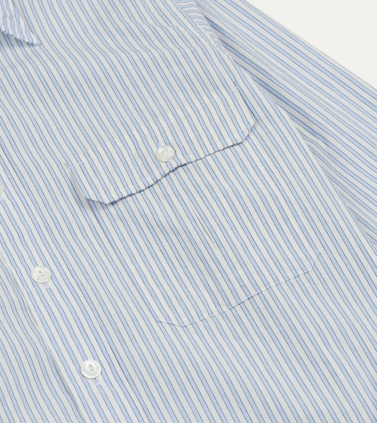 Drake's Blue and White Stripe Cotton Long Point Collar Shirt