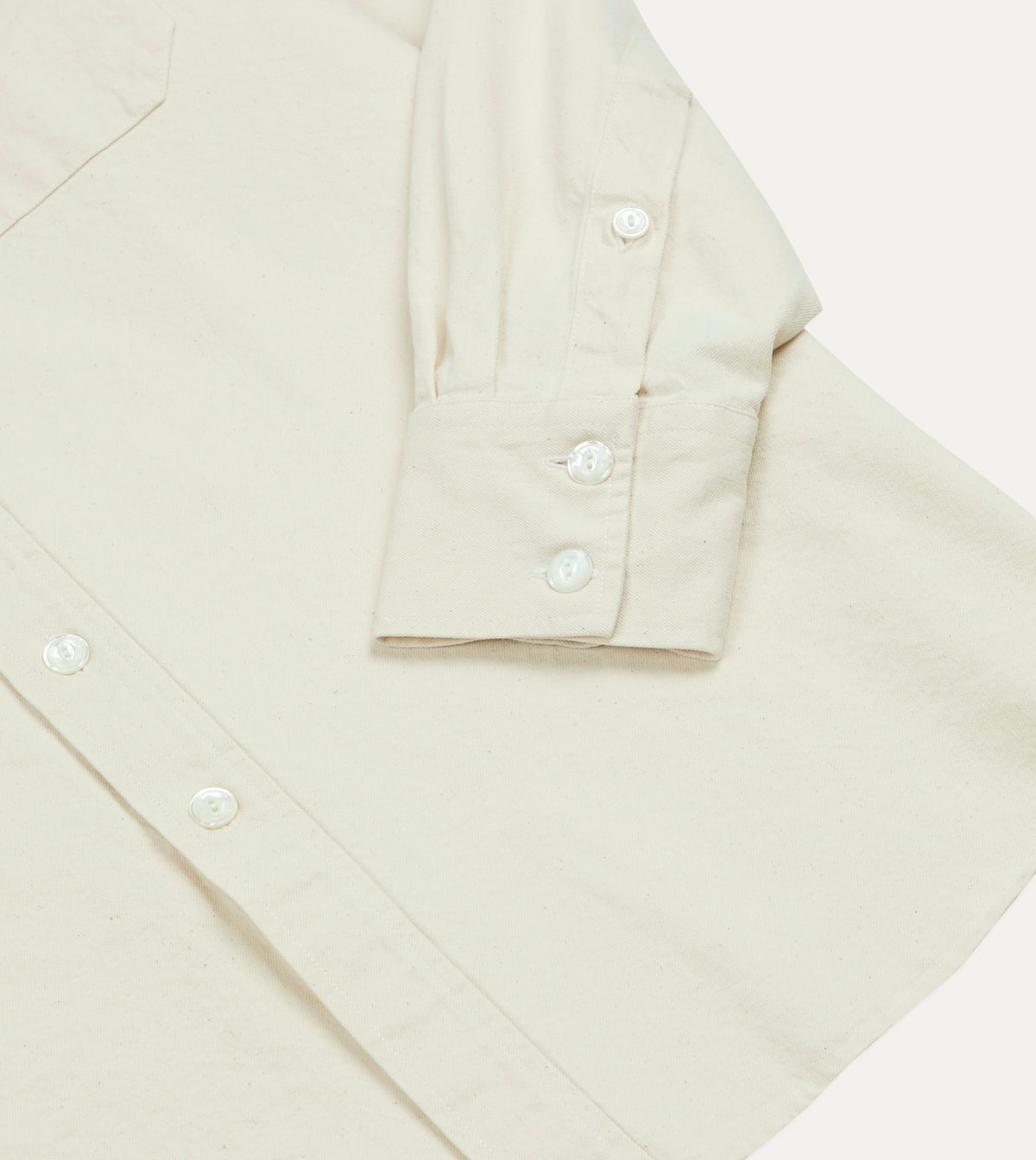 Drake's Ecru Denim Two-Pocket Western Shirt