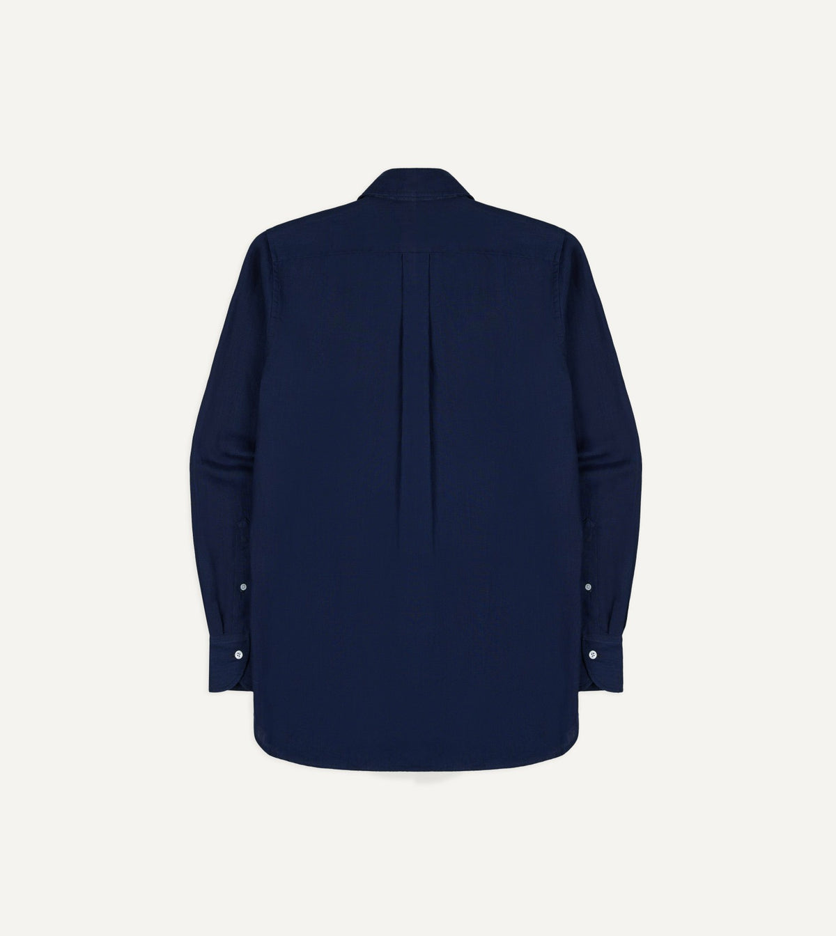 Drake's Indigo Linen Two-Pocket Long Point Collar Work Shirt