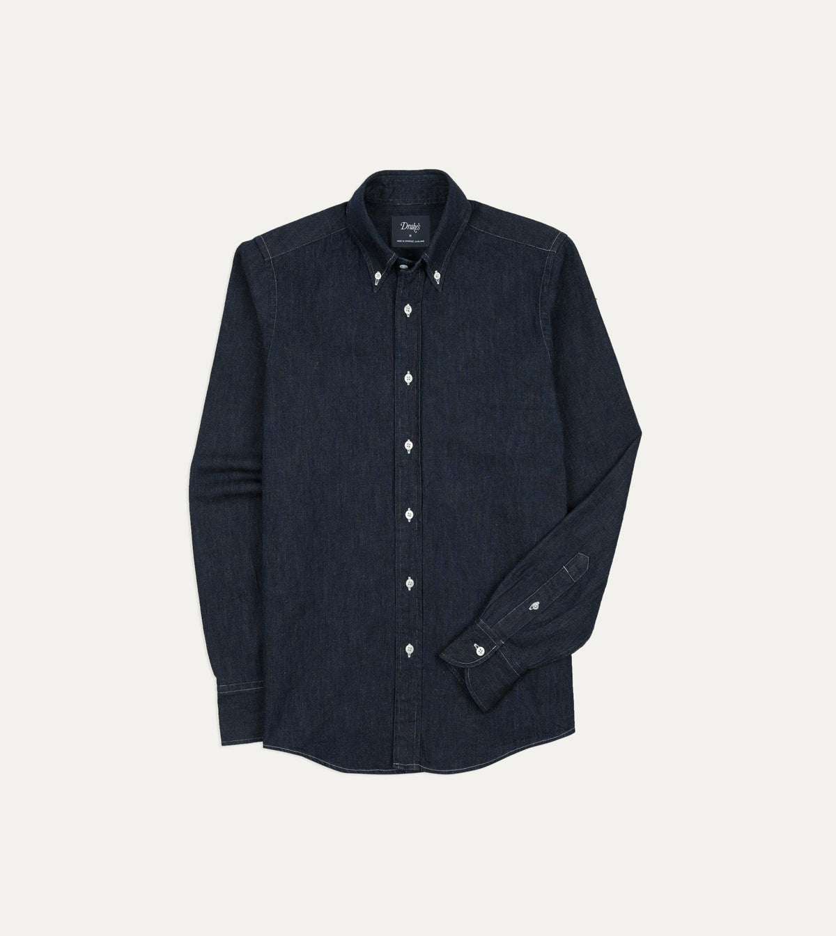 Drake's Indigo Rinse Denim Button-Down Shirt