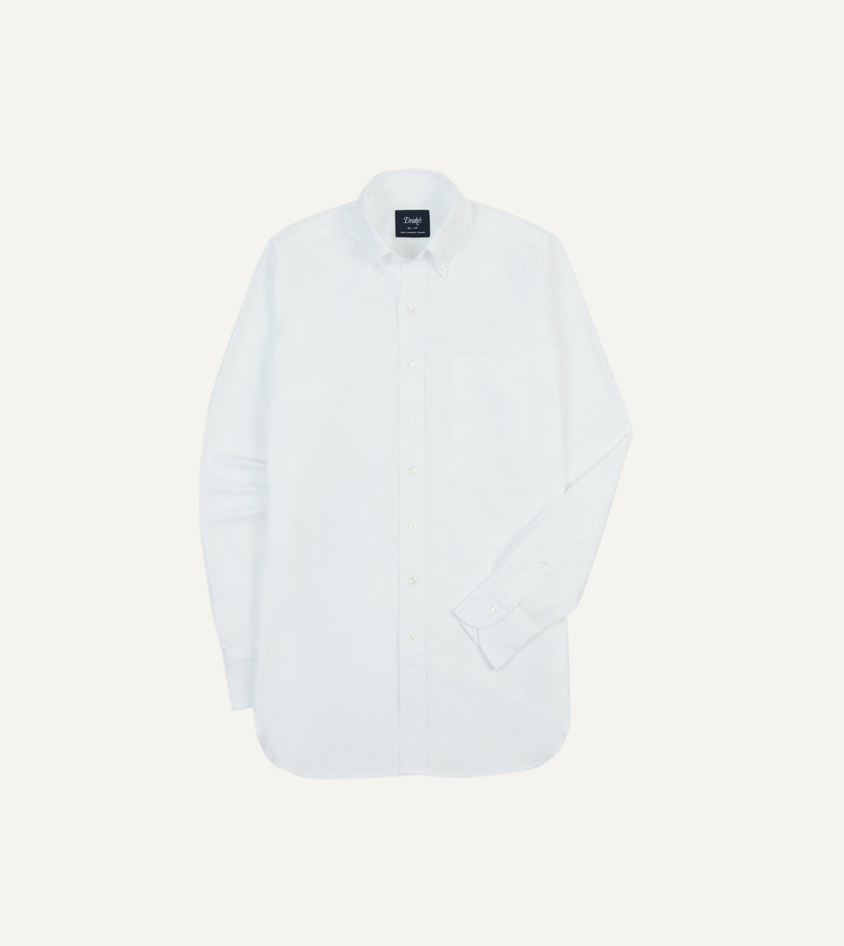 Drake's White Oxford Cotton Cloth Button-Down Shirt