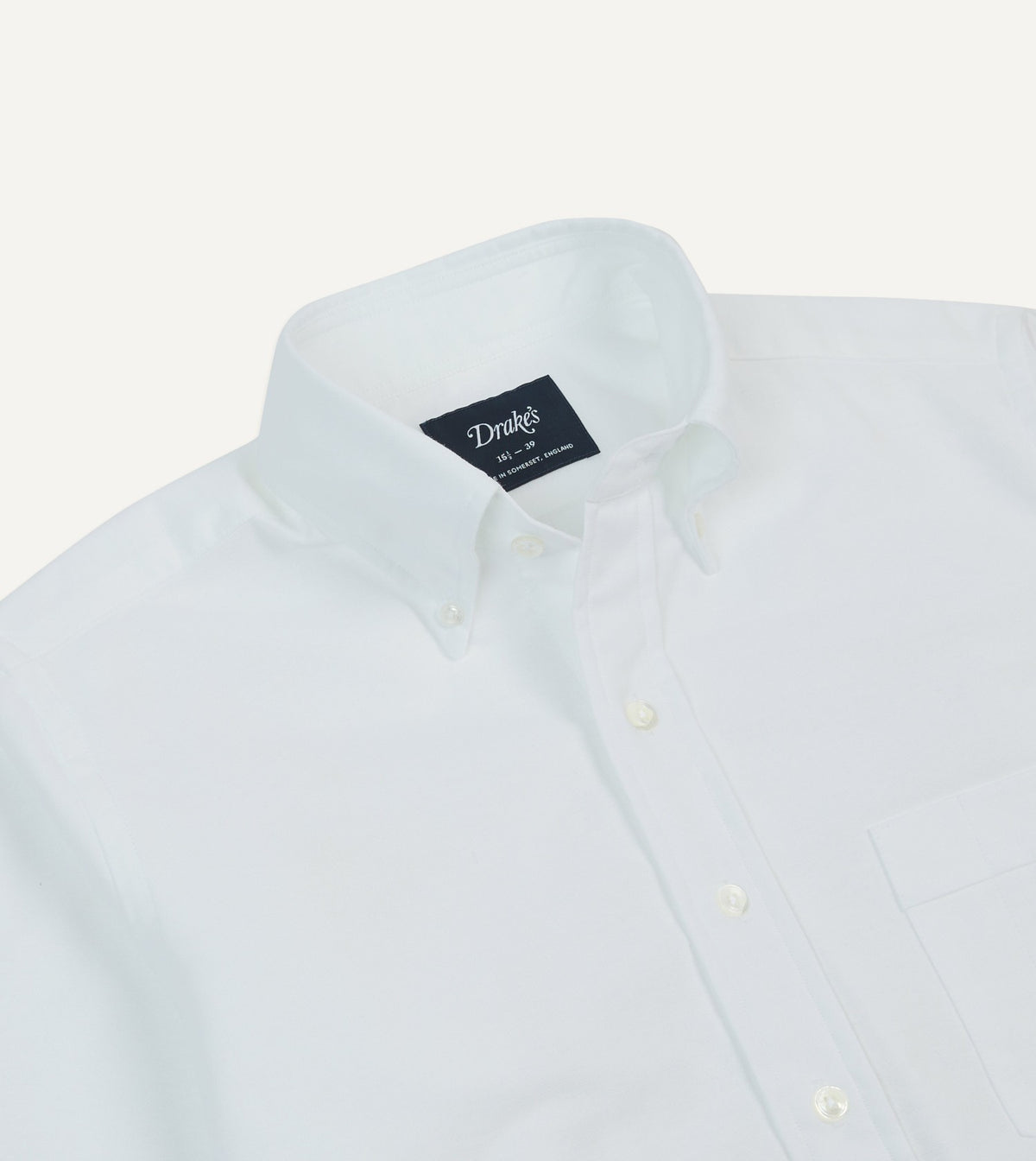 Drake's White Oxford Cotton Cloth Button-Down Shirt