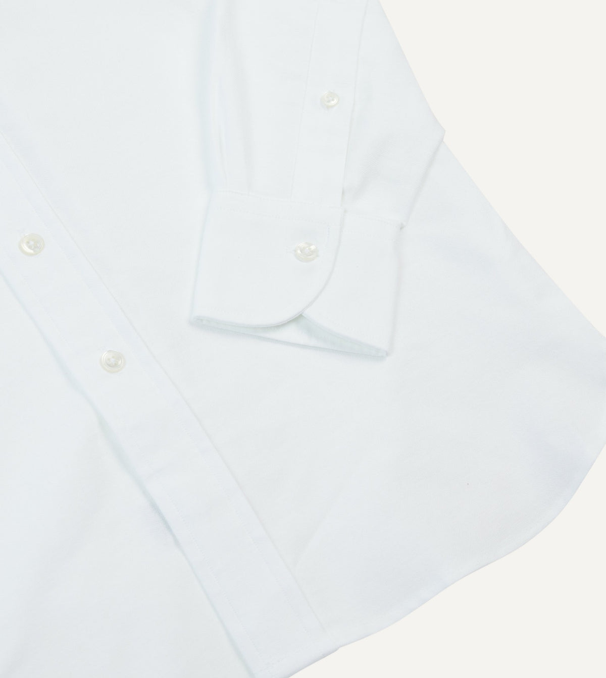Drake's White Oxford Cotton Cloth Button-Down Shirt