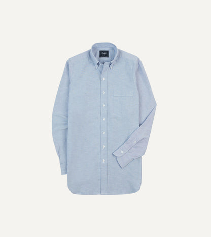 Drake's Mid-Blue Cotton Oxford Cloth Button-Down Shirt