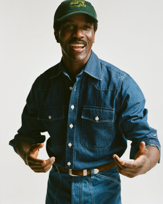 Drake's Indigo Rinse Denim Two-Pocket Western Shirt