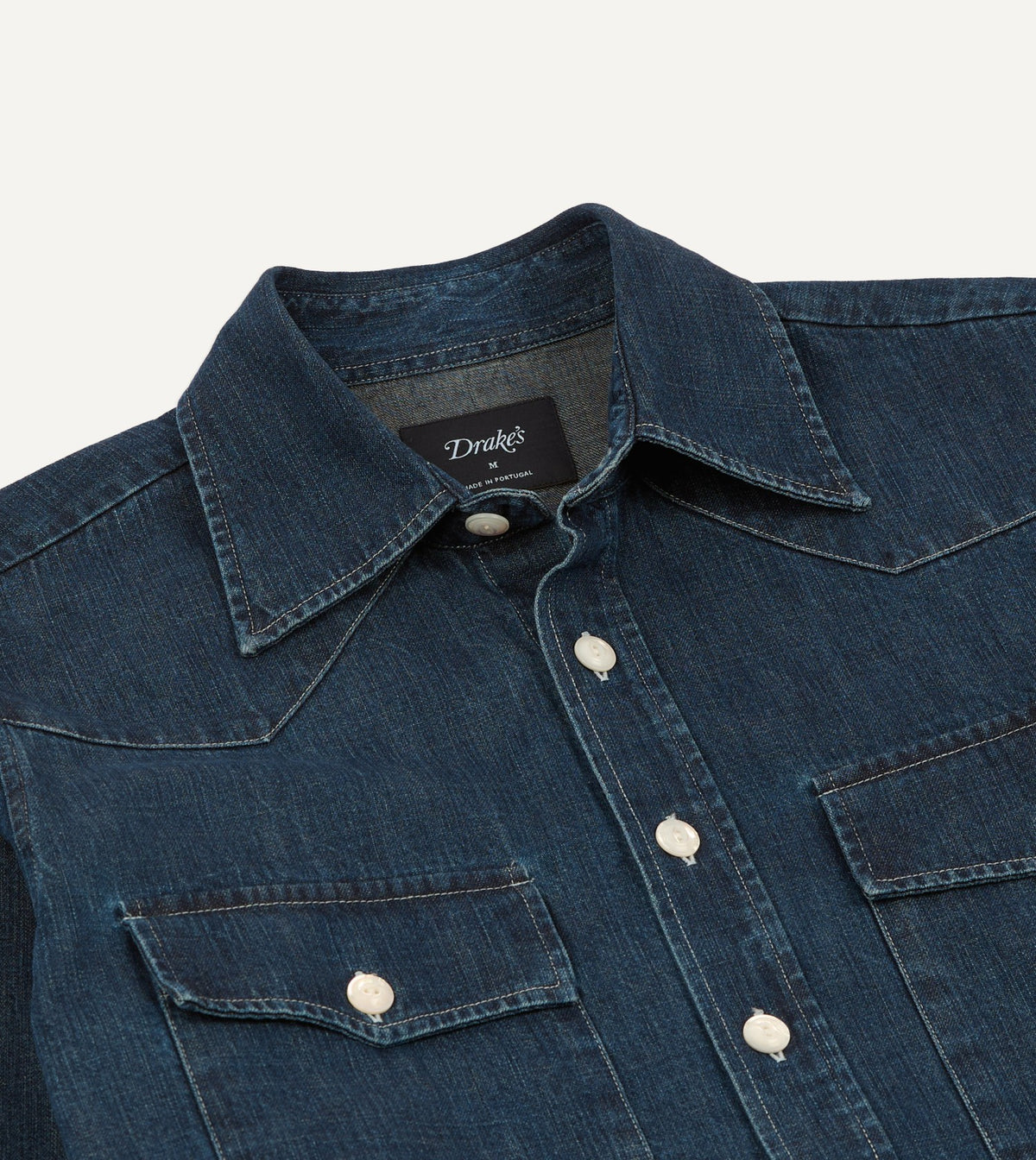 Drake's Indigo Rinse Denim Two-Pocket Western Shirt