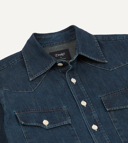 Drake's Indigo Rinse Denim Two-Pocket Western Shirt
