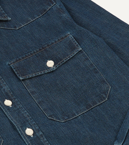 Drake's Indigo Rinse Denim Two-Pocket Western Shirt