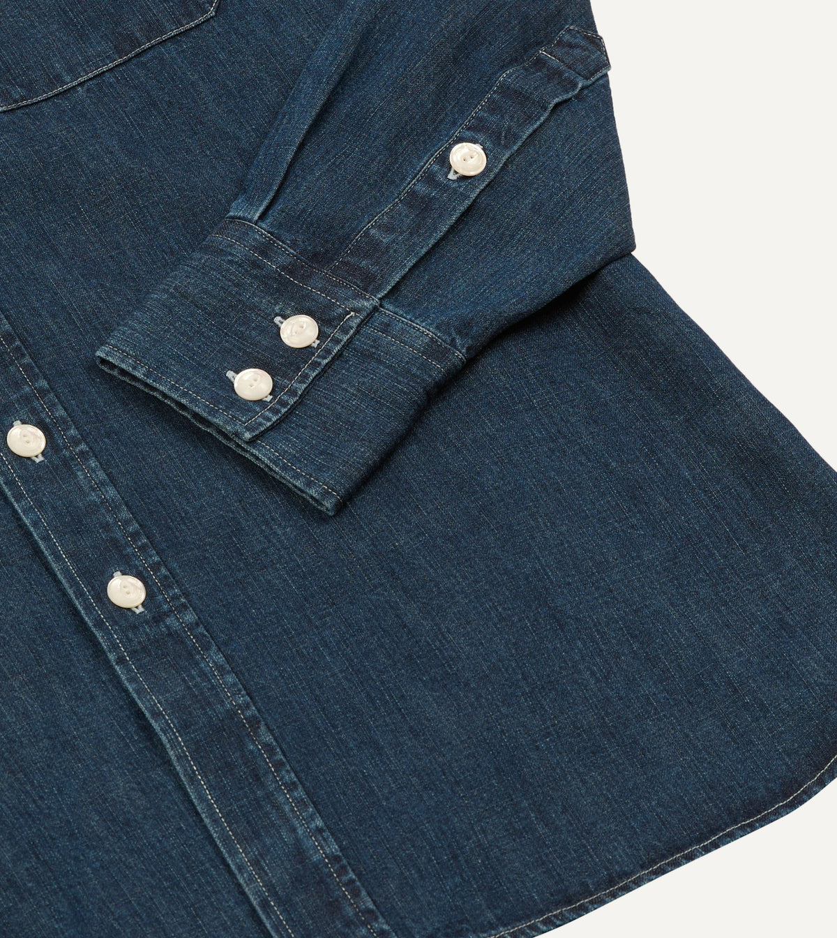Drake's Indigo Rinse Denim Two-Pocket Western Shirt