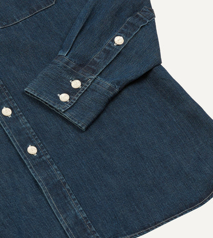 Drake's Indigo Rinse Denim Two-Pocket Western Shirt