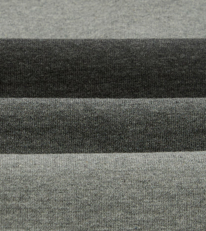 Drake's Grey Melange Centre Stripe Cotton Rugby Shirt