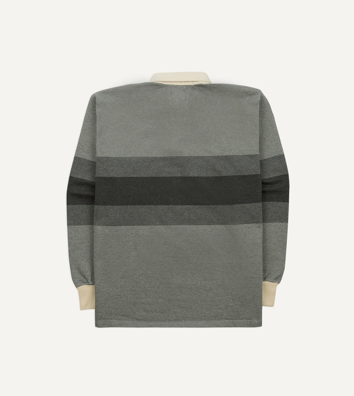 Drake's Grey Melange Centre Stripe Cotton Rugby Shirt