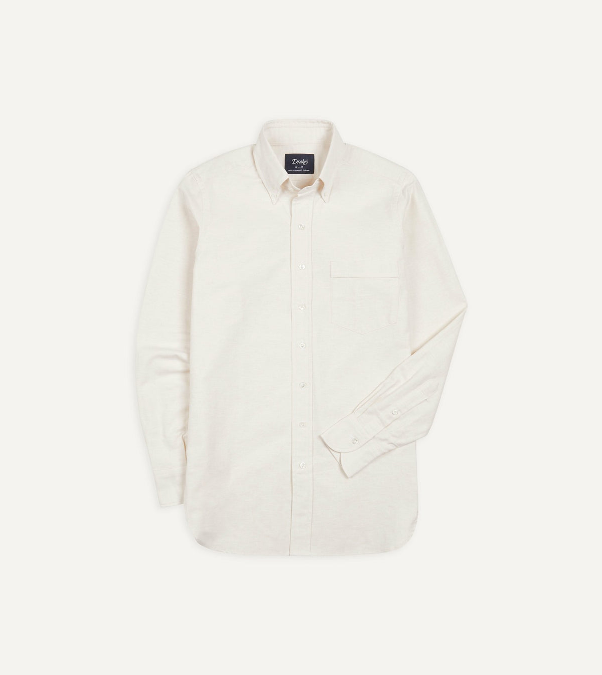 Drake's Cream Cotton Oxford Cloth Button-Down Shirt