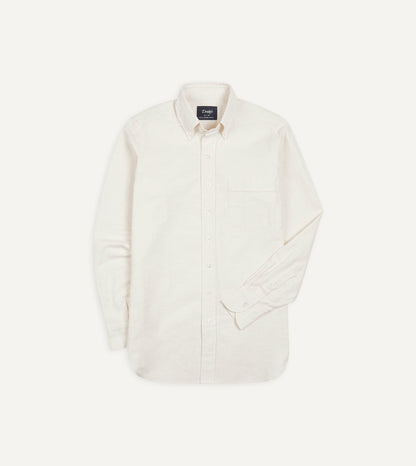 Drake's Cream Cotton Oxford Cloth Button-Down Shirt