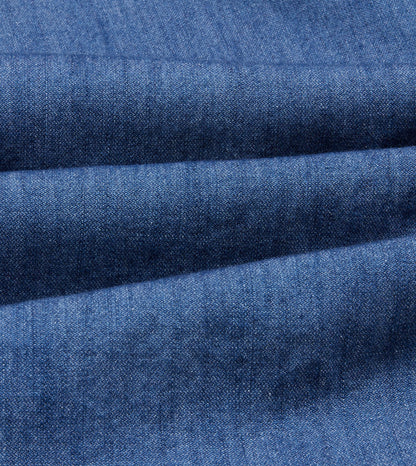 Drake's Mid-Blue Washed Denim Cotton Two-Pocket Work Shirt