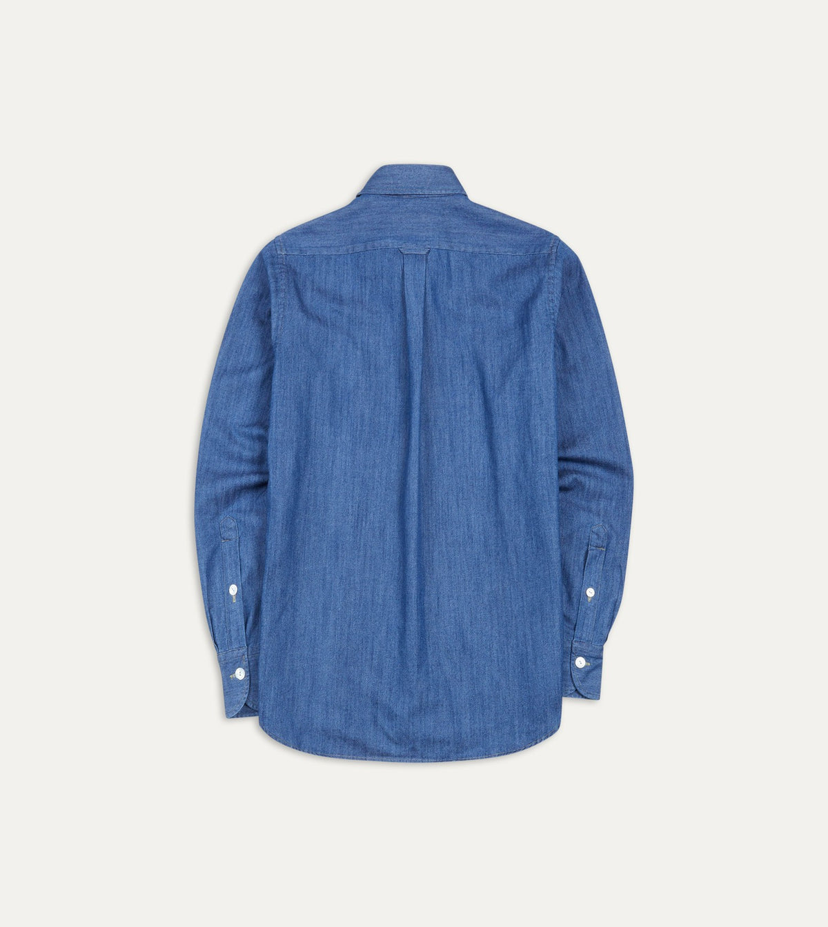 Drake's Mid-Blue Washed Denim Cotton Two-Pocket Work Shirt