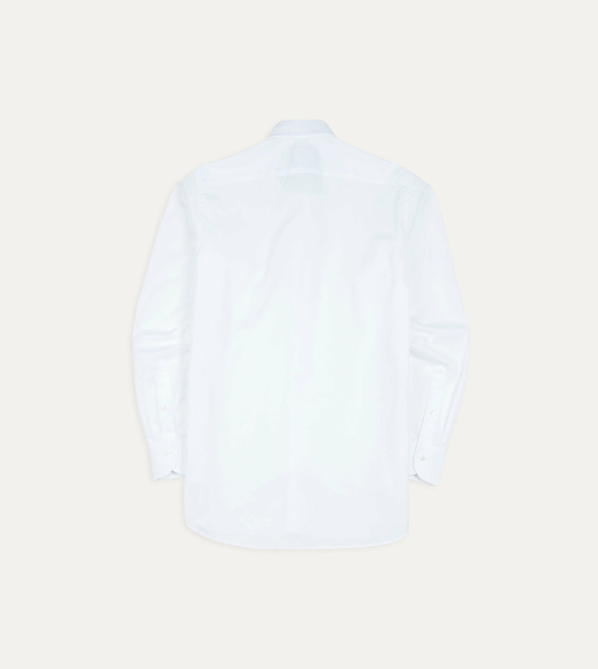 Drake's White Cotton Spread Collar Poplin Shirt