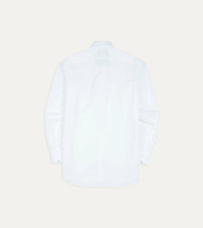 Drake's White Cotton Spread Collar Poplin Shirt