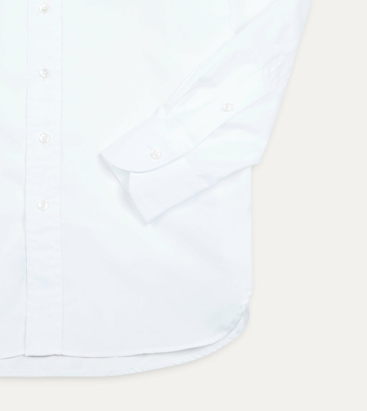 Drake's White Cotton Spread Collar Poplin Shirt