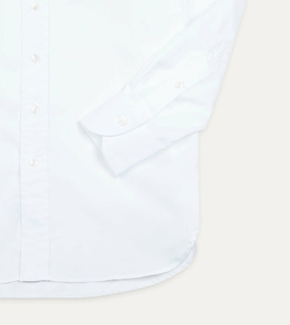 Drake's White Cotton Spread Collar Poplin Shirt
