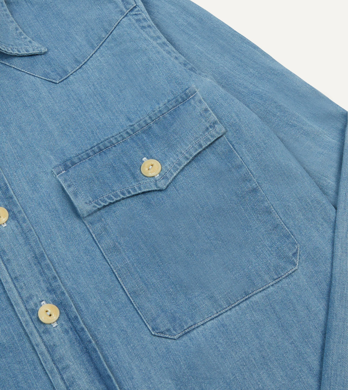 Drake's Bleach Wash Denim Two-Pocket Western Shirt
