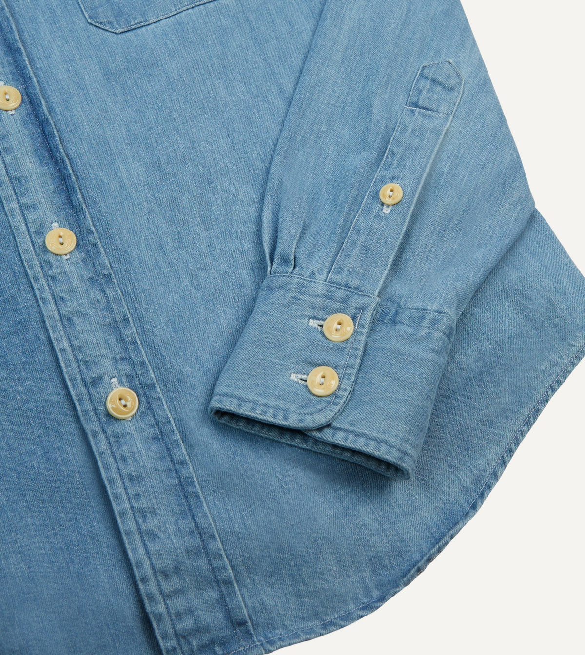 Drake's Bleach Wash Denim Two-Pocket Western Shirt
