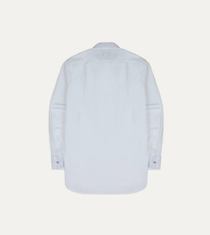 Drake's White Cotton Pleated Bib Front Dinner Shirt