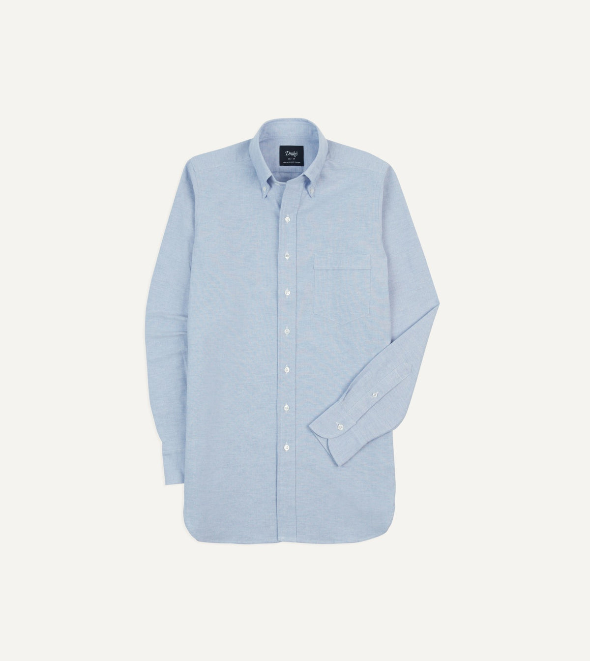 Drake's Ice Blue Cotton Oxford Cloth Button-Down Shirt