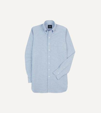 Drake's Ice Blue Cotton Oxford Cloth Button-Down Shirt