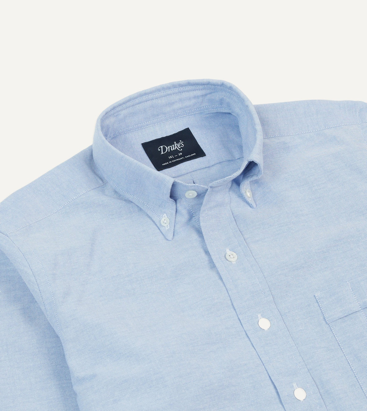 Drake's Ice Blue Cotton Oxford Cloth Button-Down Shirt