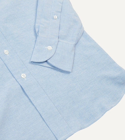Drake's Ice Blue Cotton Oxford Cloth Button-Down Shirt