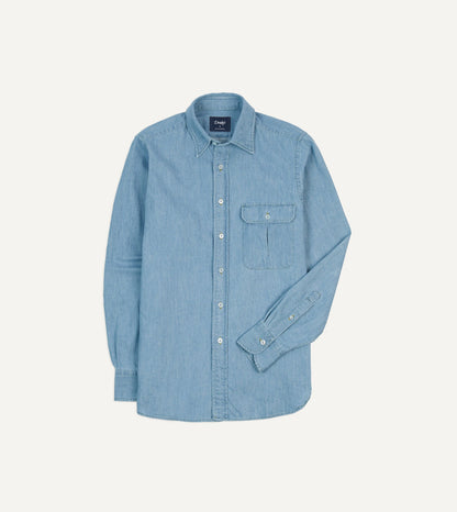 Drake's Bleach Wash Denim Work Shirt