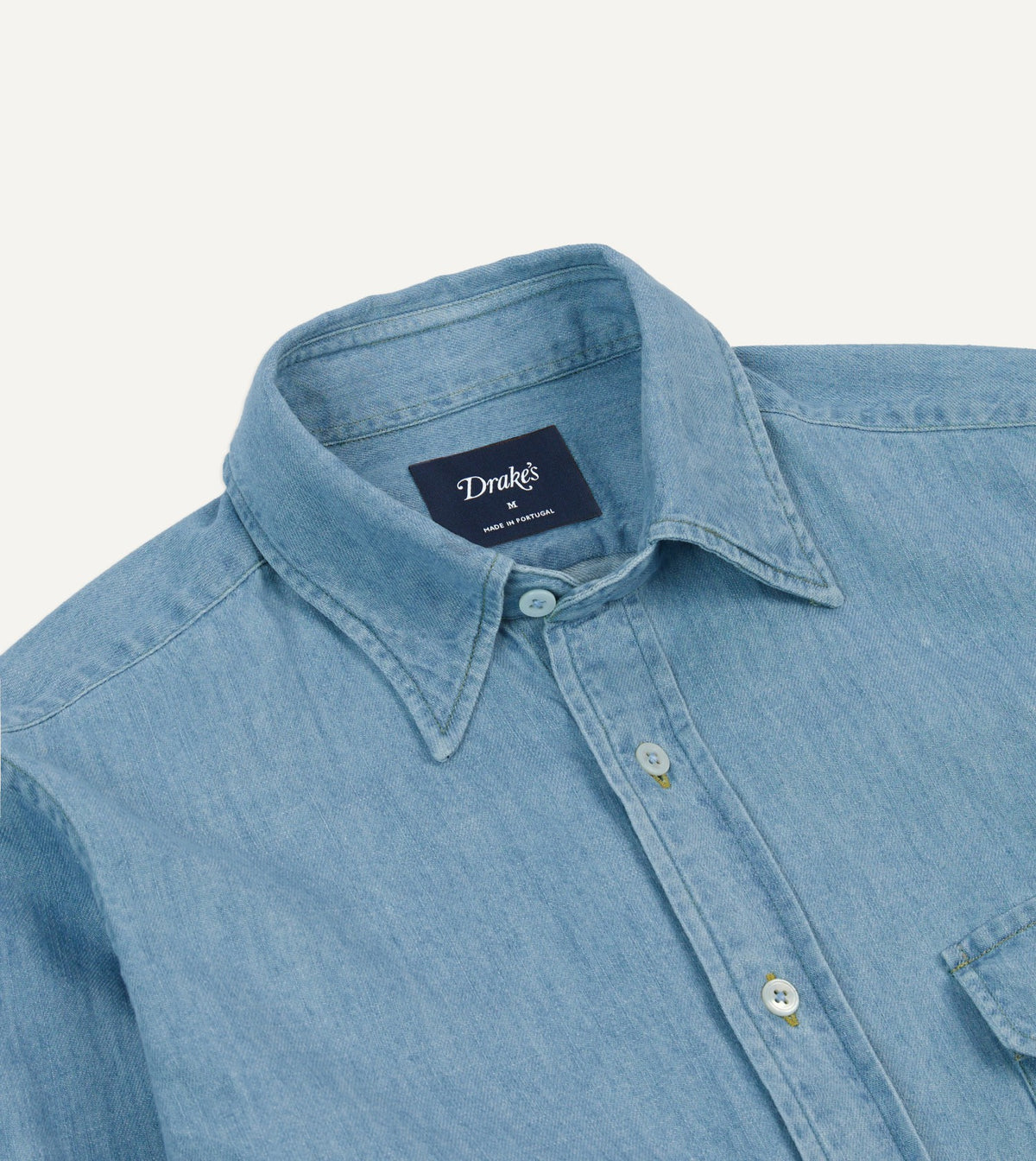 Drake's Bleach Wash Denim Work Shirt