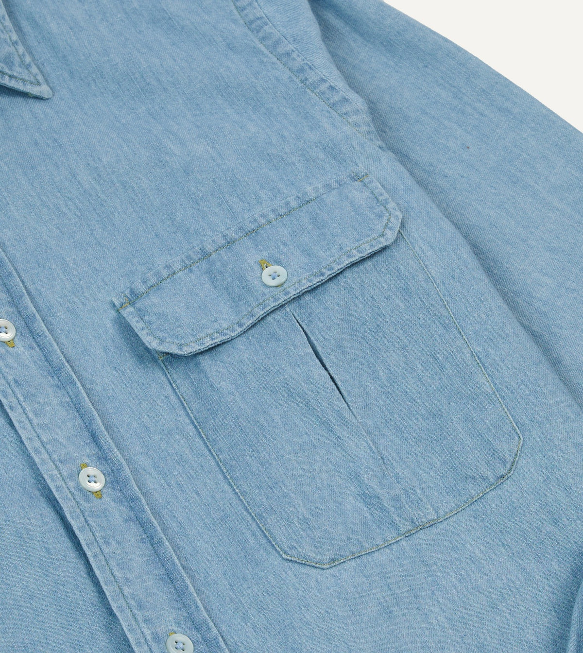 Drake's Bleach Wash Denim Work Shirt